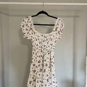 Ardene Floral Smocked Midi Dress with Puff Sleeves
